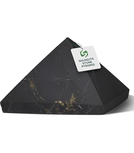 Pirámide De Shungita Élite Enorme - 4 Pulgadas (100mm), 1.37 Lb, Protección EMF Y 5G, Mejor Que Orgón