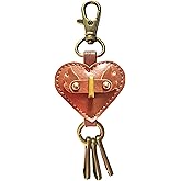 JINTAYXX Initial Letter Keychain Brown Leather Alphabet Keychain with Easy Clasp,Cute Key Charms,Purse Keyring Holder