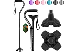 BeneCane Walking Cane Adjustable Cane with Offset Soft Cushioned Handle for Men & Women Lightweight Comfortable Extra Stability Base Mobility Aid for Men Women and Seniors