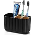 GFWARE Black Toothbrush Holder - Bamboo Toothbrush Holders for Bathrooms Electric Toothbrush Holder Organizer Kids Toothbrush