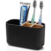 GFWARE Black Toothbrush Holder - Bamboo Toothbrush Holders for Bathrooms Electric Toothbrush Holder Organizer Kids Toothbrush Holders for Bathrooms Countertop