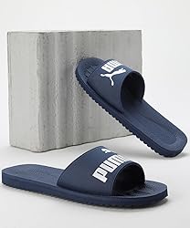 Puma Unisex-Adult Purecat Slide, Inky Blue-White, 7