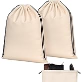 Amylove 2 Pcs Silky Velvet Shoe Bags for Travel Cloth Dust Pouch with Drawstring Closure Beige Shoe Pouch Storage Packing Organizers