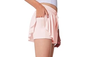 LaBeca Girls Flowy Athletic Shorts Running Tennis Active Butterfly Shorts Double Layer with Pockets Quick-Drying Shorts
