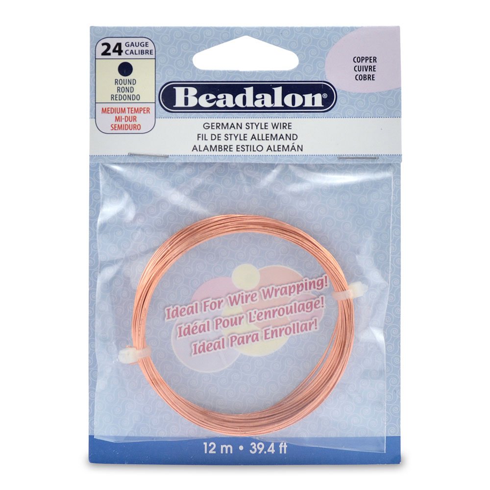 Beadalon German Style Wire for Jewelry Making, Round, Copper, 24 Gauge, 39.4 ft