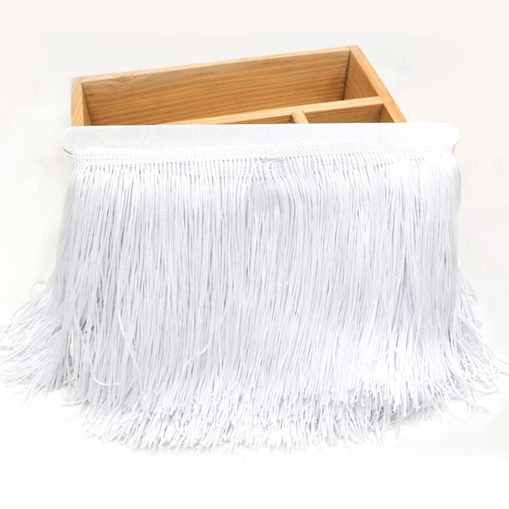 3 Metres 15 cm Silk Fringe Tassel Fringe Trim Cut Fringe Decorative Ribbon Decorative Ribbon Dance Fringe Sewing Accessories for DIY Crafts Apparel Clothing, Costumes, Sewing, Decoration, White