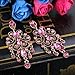 BriLove Wedding Bridal Dangle Earrings for Women Vintage Style Crystal Drop Hollow Filigree Chandelier Earring Pink Antique-Gold-Toned