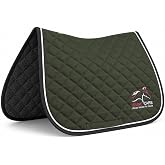 Equine Care All Purpose English Saddle Pad, Olive Green, Extra Full | Extra Full quilted English saddle pad for horses; honeycomb horse-facing side, 12 mm cushioning, machine washable