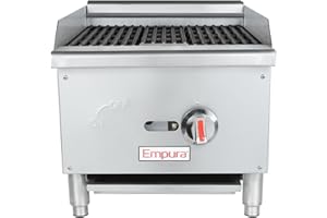EMPURA 16" Countertop Gas Radiant Charbroiler | Commercial Char-Grill Broiler for Buffet Food Truck | (1) Burner, 30,000 BTU | 15.75"W x 15.75"D x 26"H, Stainless Steel (Includes: LP Conversion Kit)