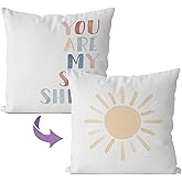IWXYI Boho Retro Sun You are My Sunshine Reversible Throw Pillow Cover 18x18 Inch,Colorful Cushion Pillow Case Kid Room Decoration,Sunshine Sun Decorative Pillowcase for Home Playroom Nursery Decor