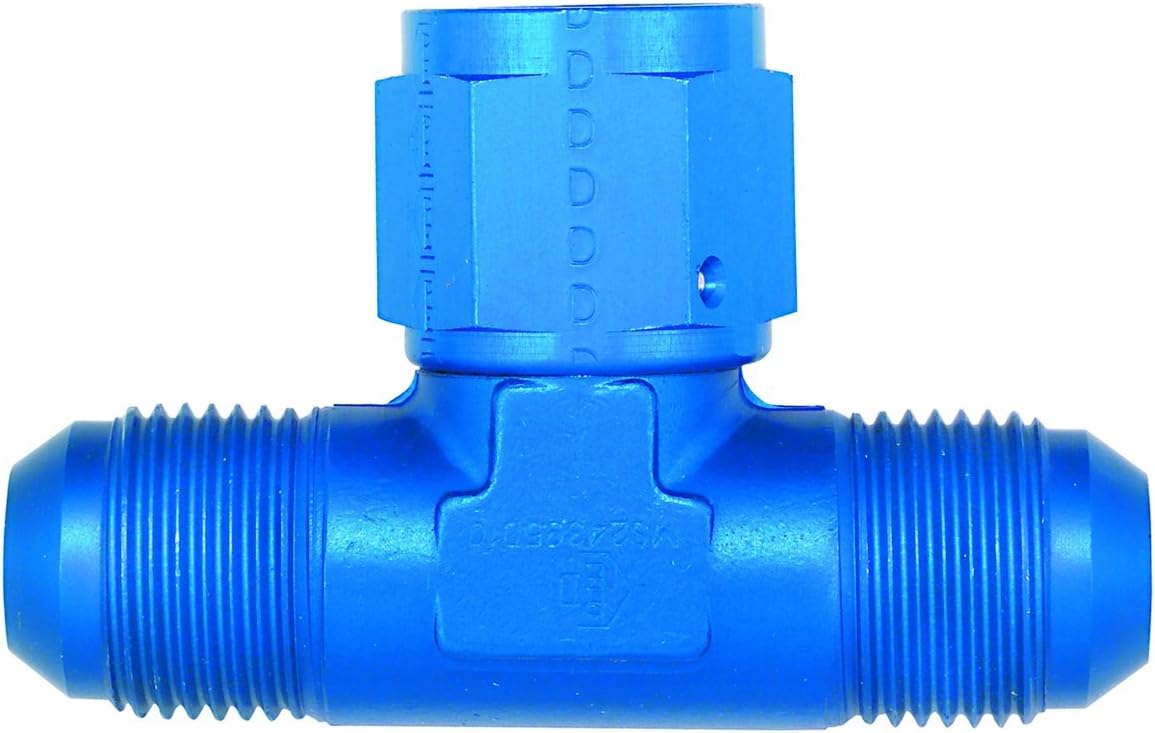 Aeroquip FCM2282 Tee w/Female On The Bottom -6AN Dash Size x -6AN Dash Size x -6AN Dash Size Aluminum Blue Anodized Tee w/Female On The Bottom