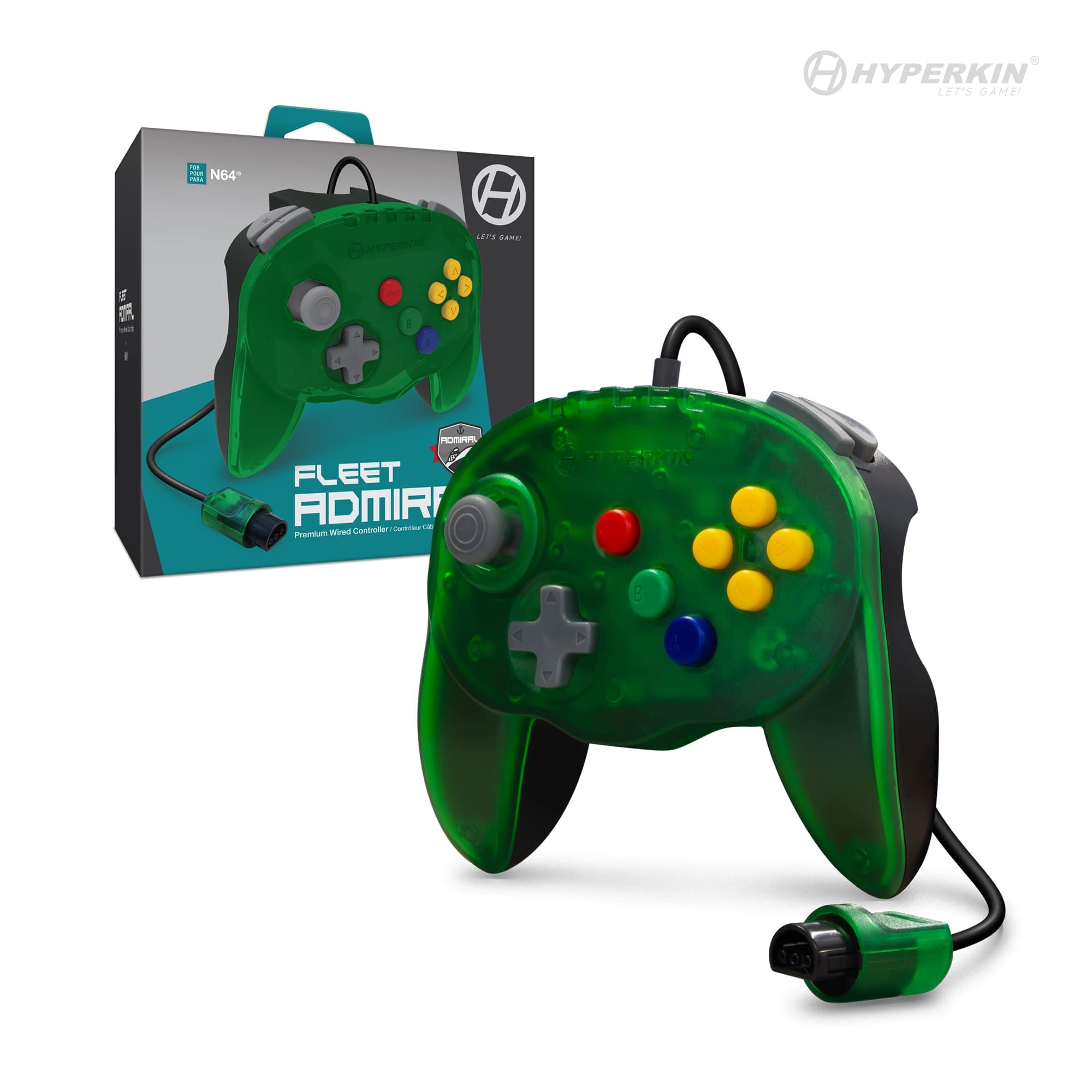 Hyperkin "Fleet Admiral" Premium Wired Controller For Nintendo 64 (Jade Fleet)