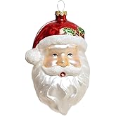 2 Count Glass Santa Head Christmas Ornament, Glass Santa Head Ornaments for Christmas Tree
