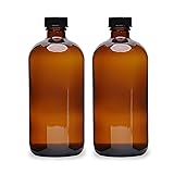 (2 Pack) - 16 oz Amber Glass Boston Round Bottles