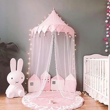 Moskitonetze Ganz Baumwollgarn Halbmond Typ Prinzessin Bett Vorhang Baby Spielzeug Zimmer Innen Lesewinkel Dekoration Zelt Fur Kinderzimmer Kindergarten Dekoration Super Soft Stoff Farbe Rosa Amazon De Kuche Haushalt