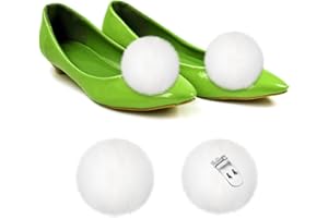 CLOVILET 2 Pcs Women Fluffy Rabbit Fur Removable White Pom Poms Shoe Clips for Halloween Character Costume Accessory