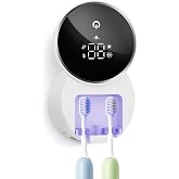 UV Toothbrush Sanitizer and Holder, WONICO Smart Tooth Brush Holders for Bathroom, Toothbrush Wall-Mounted Cleaner Organizer with Auto-Inductive Cover Fits Electric, Manual Toothbrushes for Home