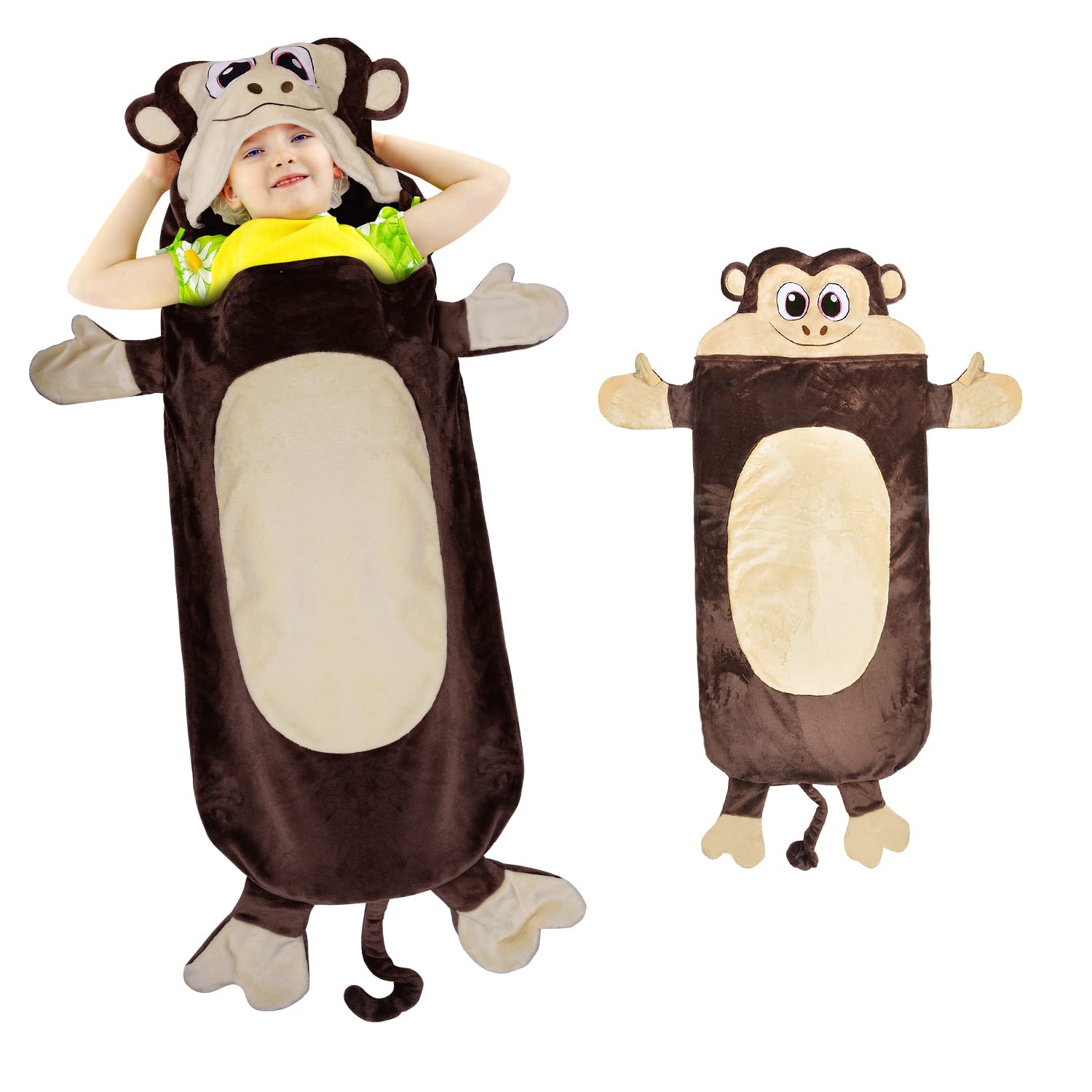 Catalonia Classy Monkey Fleece Blanket, Sleeping Bag Plush Soft Flannel Fleece All Seasons, Snuggle Blanket, Best Gifts 132 x 55 cm — image 1