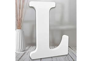 AOCEAN 8 Inch White Wood Letters, Unfinished Wooden Letters for Wall MAGA Decorative Standing Letters Slices Sign Board Decoration for Craft Home Party Projects (L)