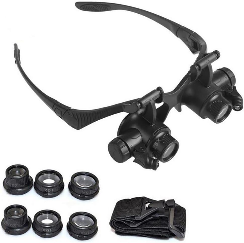 magnifying glass LL Lupa 10 X 15X 20 X 25X Eye Jewelry Watch Repair Magnifier Glasses With 2LED Lights New Loupe Microscope