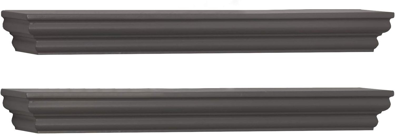 Melannco Floating Wall Mounted Moulding Shelf Set of 2 Gray - 5238439