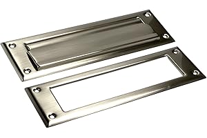 QCAA Solid Brass Mail Slot, with Solid Brass Interior Frame, 13" x 3.625", Satin Nickel, 1 Pack, Made in Taiwan