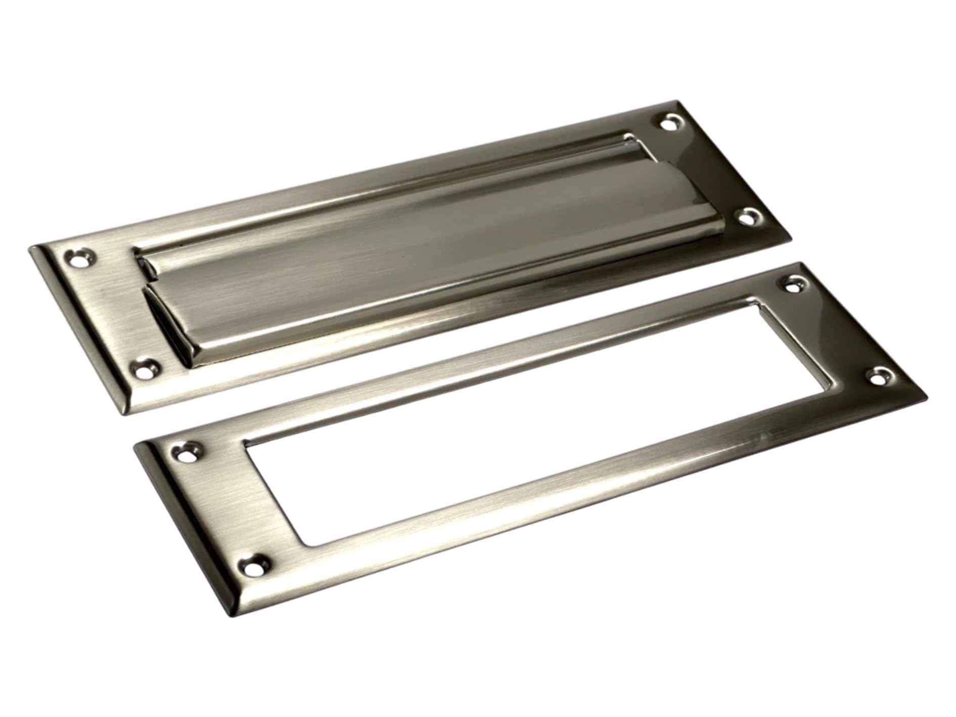Photo 1 of QCAA Soild Brass Mail Slot, with Solid Brass Interior Frame, 8-7/8''X2-7/8" Satin Nickel 1 Pack, Made in Taiwan