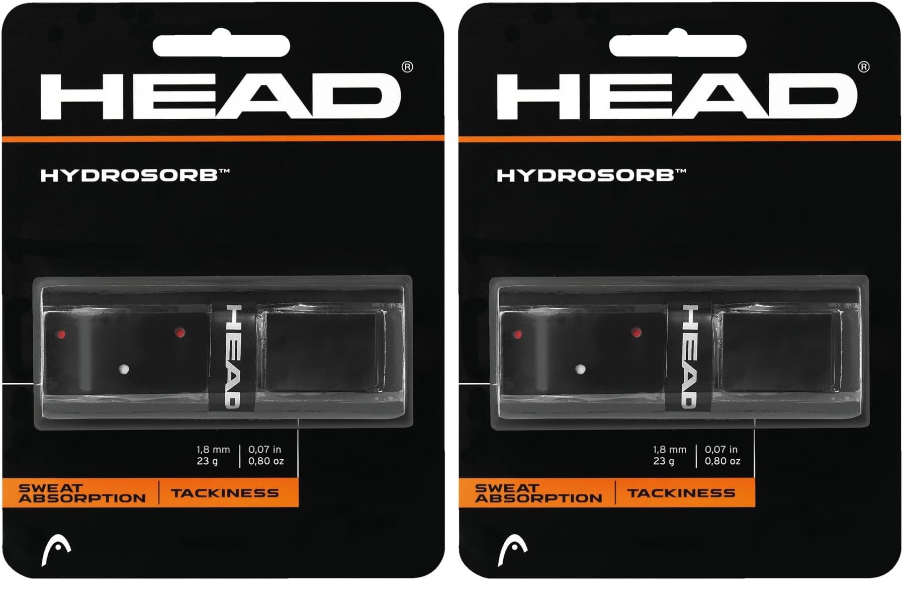 HEAD Hydrosorb Grip, Black/Red, One Size (Pack of 2)