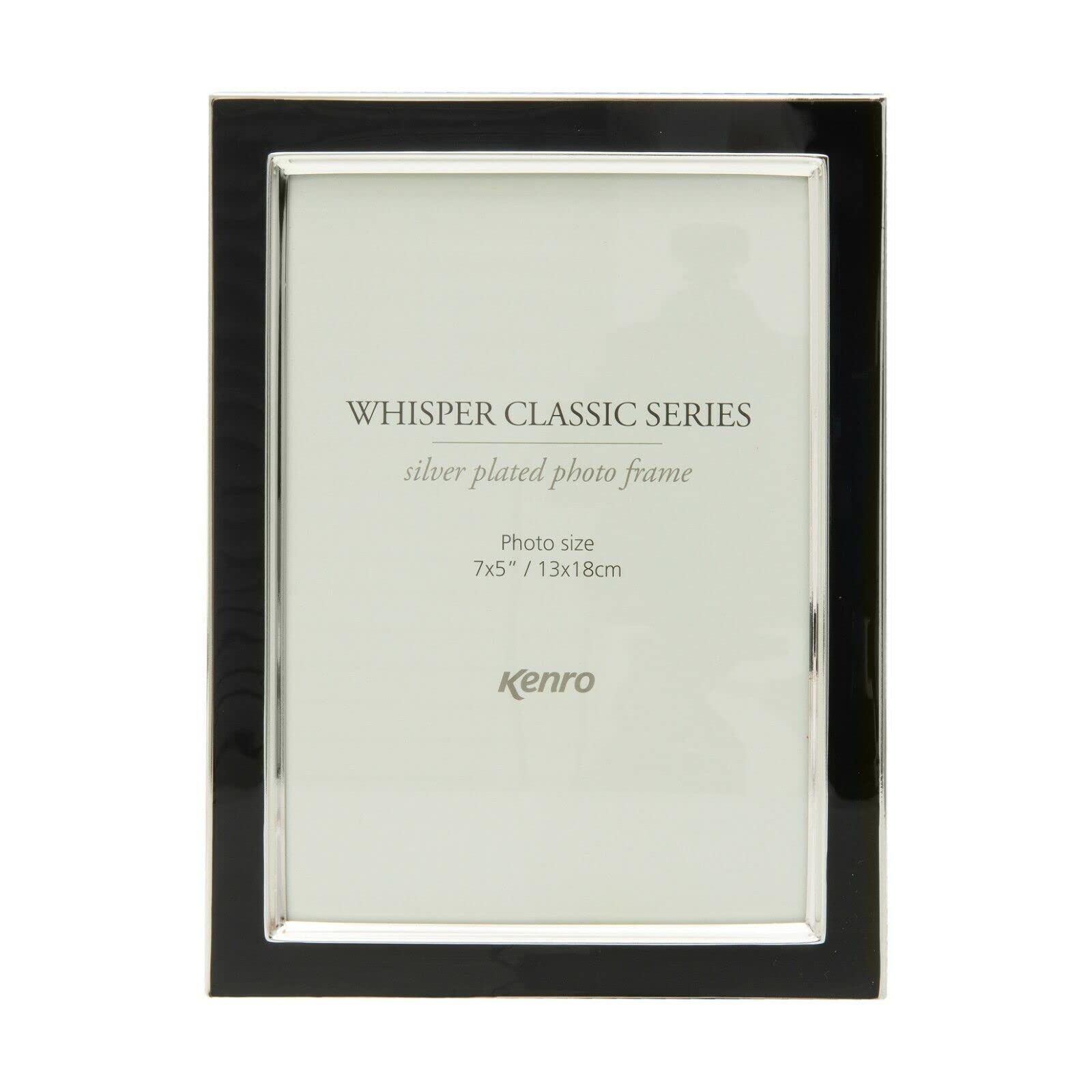 Kenro Whisper Classic Black 8x6 Inch / 15x20cm Photo Frame with Silver Plated Edging - WSC1520B