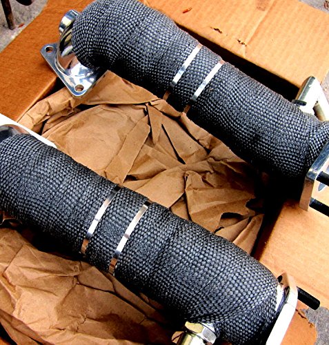Black Fiberglass Thermal Header or Exhaust Wrap Pipe Heat Tape with Steel Zip ties 2" Wide x 25 ft Long