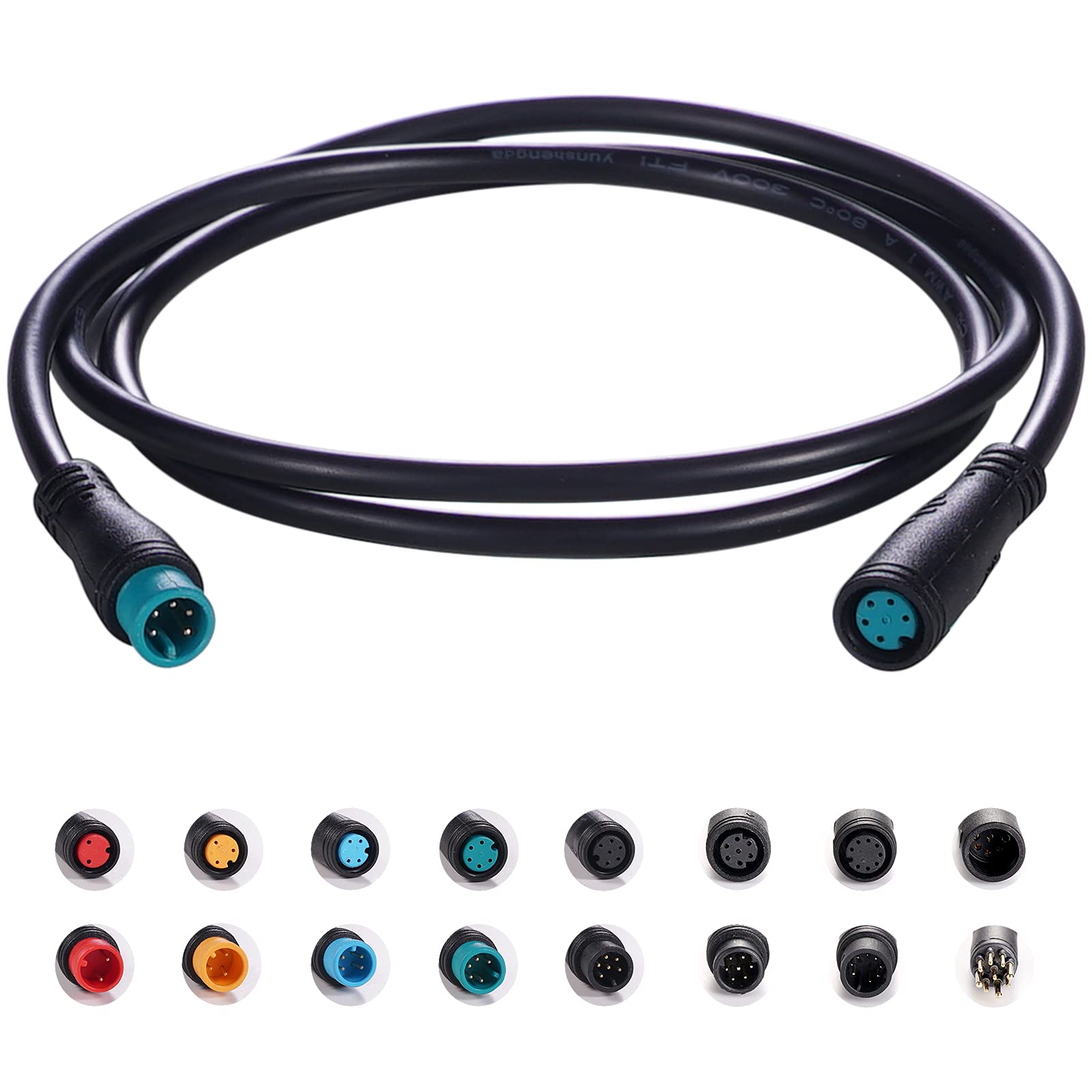 Photo 1 of baluoqi Extension Cable 2Pin/3Pin/4Pin/5Pin/6Pin/8Pin/9Pin Waterproof Plug Works for Electric Bicycle Light/Throttle/Ebrake/Display Ebike Parts Extend Cable (5pin 50cm)