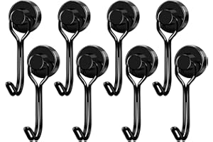 LOVIMAG Magnetic Hooks, Strong Magnetic Hooks for Cruise Cabins, Black Swivel Magnetic Hooks Heavy Duty, 25LBS Magnetic Hooks