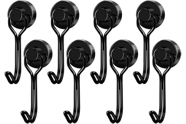 LOVIMAG Magnetic Hooks, Strong Magnetic Hooks for Cruise Cabins, Black Swivel Magnetic Hooks Heavy Duty, 25LBS Magnetic Hooks