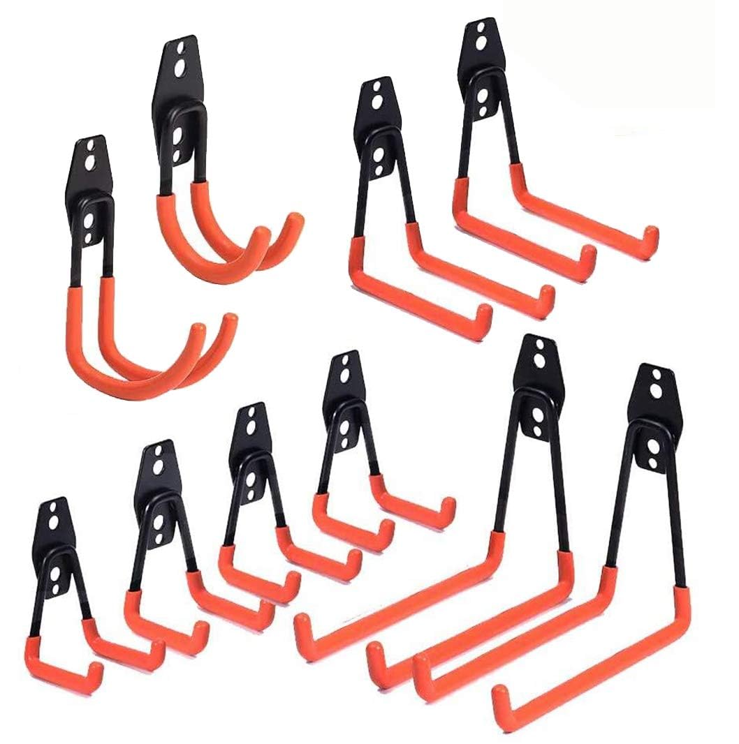 Garage Hooks,Reehi Steel Heavy Duty Garage Storage Hooks for Organizing Power Tools,Ladder,Bulk Items (Pack of 10)