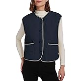 Lingjiazi Women's Fall Quilted Puffer Vest Sleeveless Winter Reversible Sherpa Fleece Jacket Outwear with Pockets
