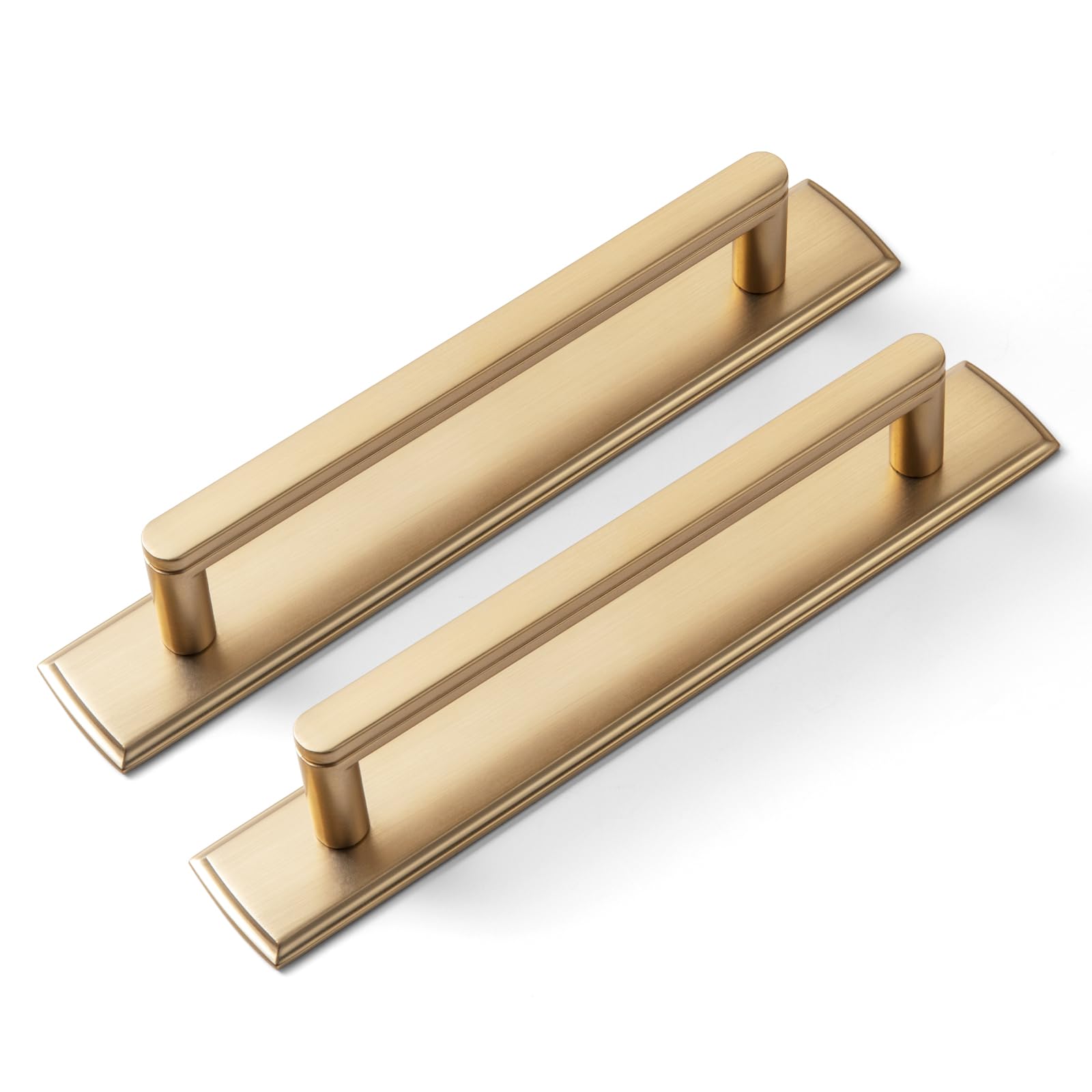 Photo 1 of Goo-Ki 2 Pack 5'' Center to Center Champagne Bronze Cabinet Handles with Backplate Modern Kitchen Drawer Pulls with Subtle Curves