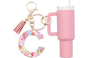 Altally Mini Tumbler Keychain Chapstick Holder,Cute Stanley Cup Charms For Backpack Initial Letter Keychains For Women Girls