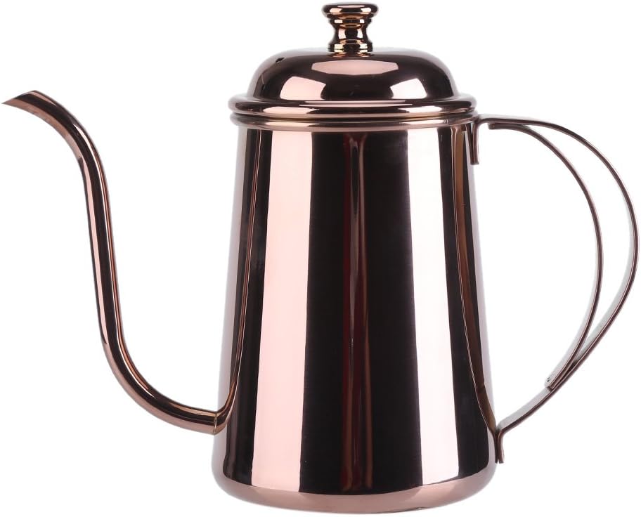 Yosoo Stainless Steel Tea Kettle Coffee Kettle Pour Over Coffee Pot Gooseneck Coffeepot Teapot 650ML (22oz)(Gold)