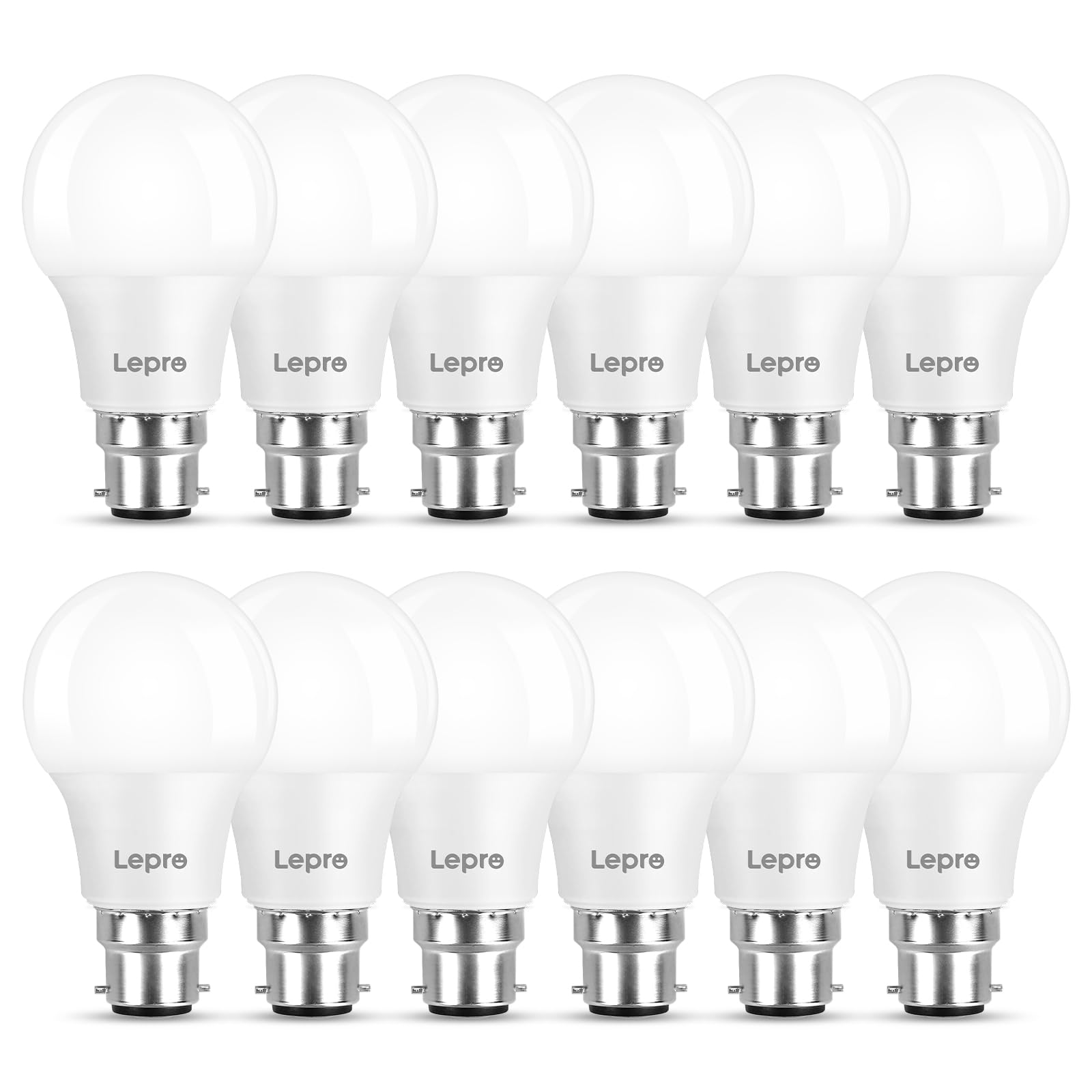 Lepro Bayonet Light Bulbs 60W Equivalent, Warm White 2700K, 8.5W 806lm LED Bayonet Bulb, B22 LED Bulbs, BC GLS Energy Saving Lightbulbs Bayonet, Non-dimmable, Pack of 12