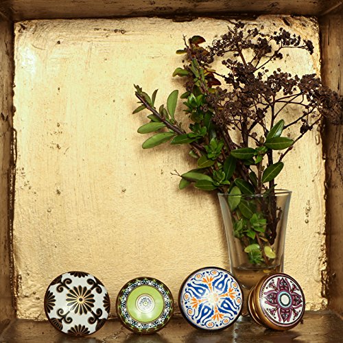 Set of 6 Ceramic Cairo Drawer Knobs Kitchen Cabinet Dresser Pull