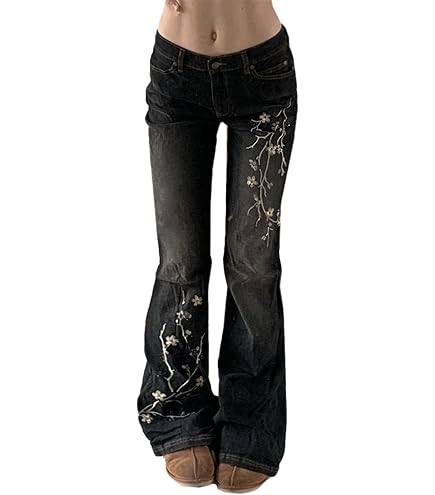 EMMIOL Mid-Low Rise Flare Jeans for Women, Y2K Baggy Boot Cut