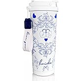 Bride's Babes Bride Tumbler, White Blue Bride Cup, Bachelorette Party Tumbler, 22 oz Stainless Steel Dual-Drinking Morning Drinkware for Bridal Shower Gift Wedding