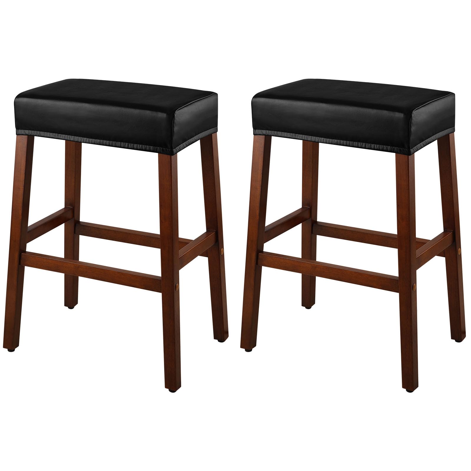 Photo 1 of YISUN Stool Covers Rectangle - 4 Pack Stretch Waterproof Saddle Seat Cover Counter Bar Stools Bar Chairs Covers Kitchen Island Chairs Cushion Protector (2, PU Leather-Black)