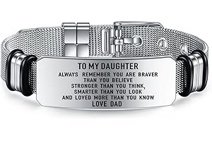 YOTHIWAD To My Daughter Bracelet Inspirational Bracelet Engraved Personalized Gifts to Daughter from Dad Mom Adjustable Bracelet