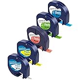 5 X LT Tape Replacement for Dymo Letratag Refills, Compatible with Dymo Label Maker Refills, 1/2' x 13ft Plastic Tape for LT-100T LT-100G QX50 Label Maker