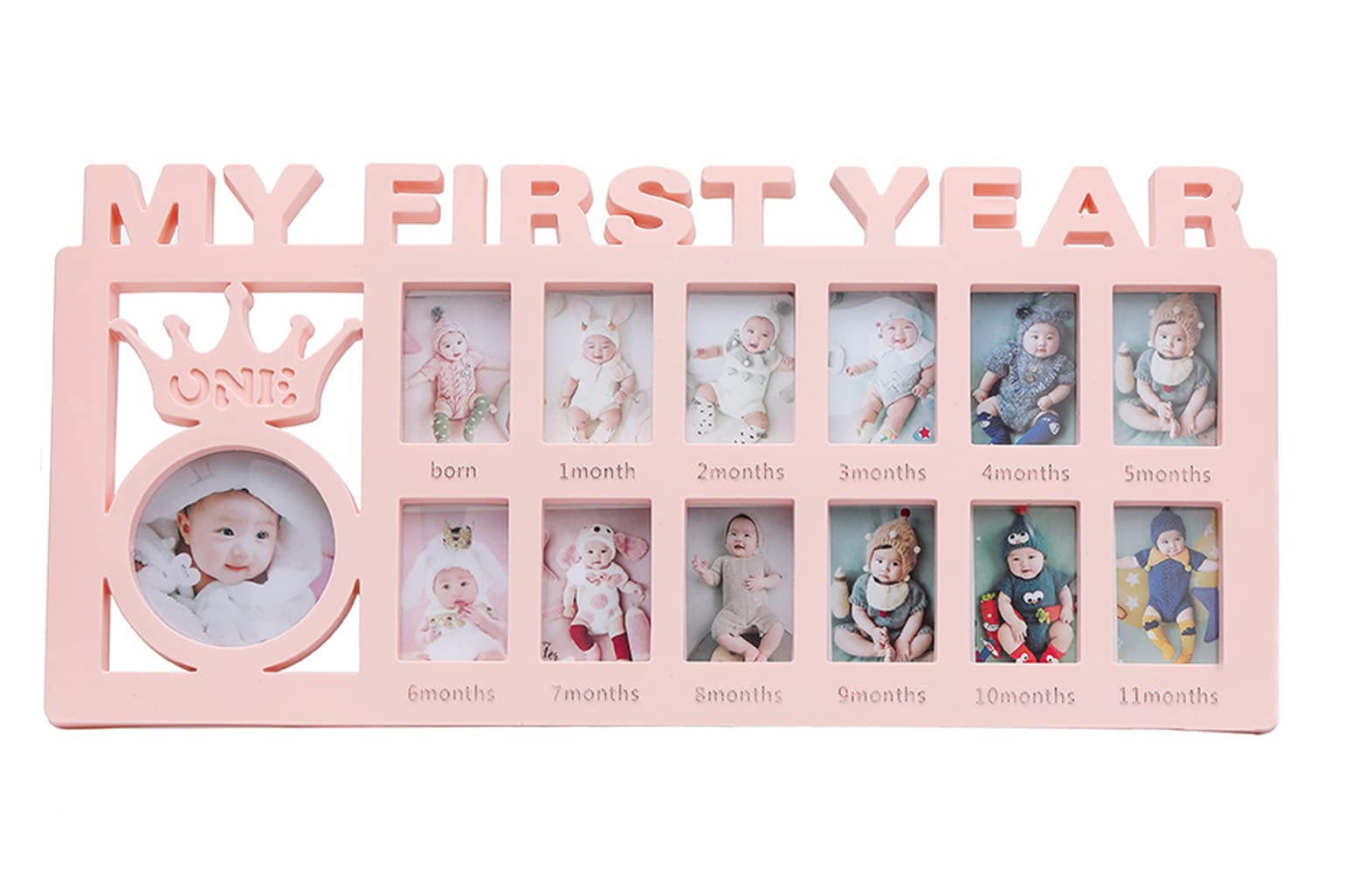 1st Birthday Picture Frames, Newborn My First Year Photo Frame Baby Girls Boys Decoration Album Infant Baby Shower Keepsake Picture Frame First Birthday Xmas Memories Christening Gift