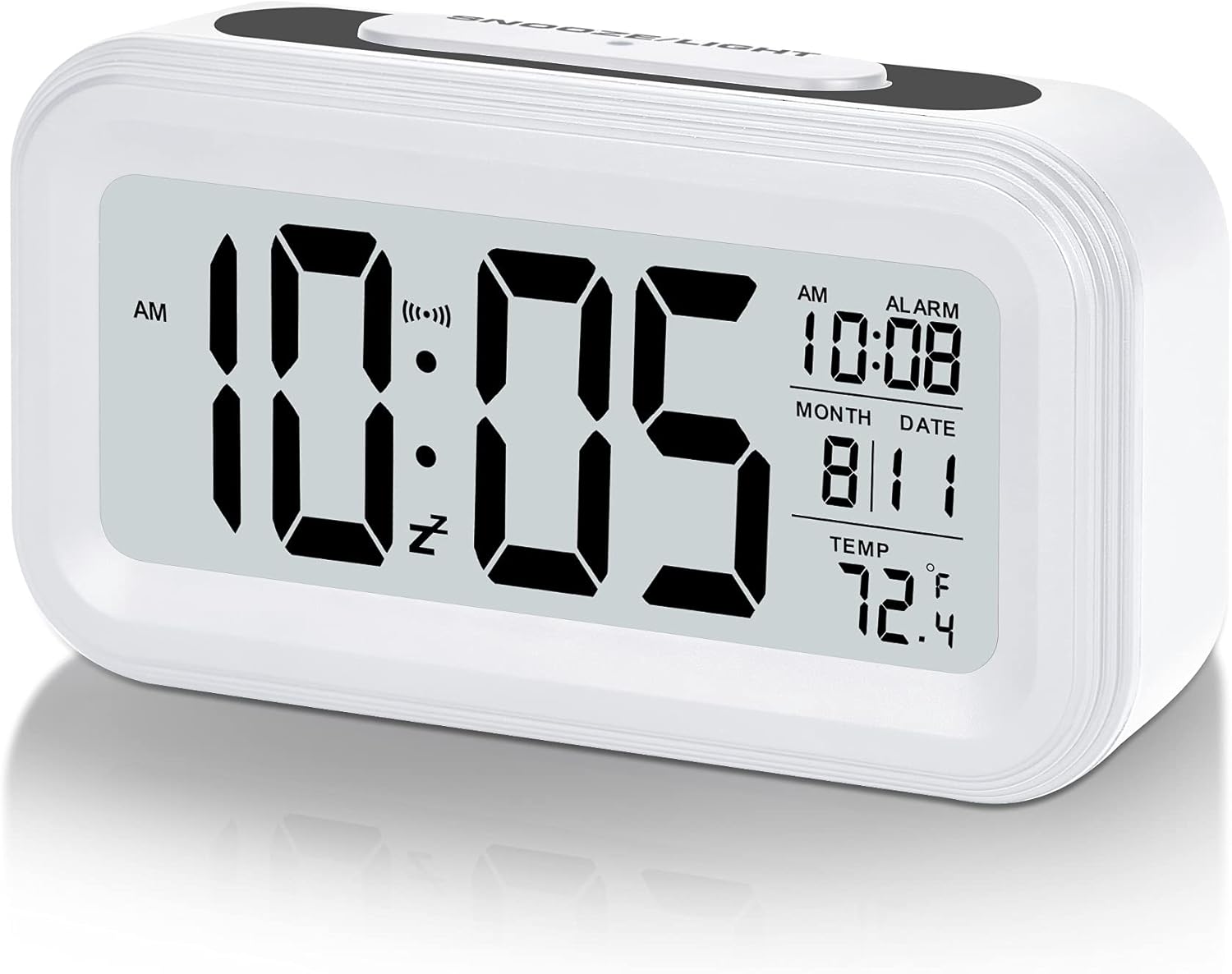 SZELAM Battery Digital Alarm Clock,LCD Clock Electronic for Bedroom Home Office ,with Date,Indoor Temperature,Snooze Light,Small-Sized,Backlight-White: Kitchen & Dining