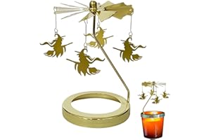 Flying Witch Candle Carousel Topper, Spinning Candle Holder Topper, Halloween Flying Witch Candles Spinner, Horror Rotating S