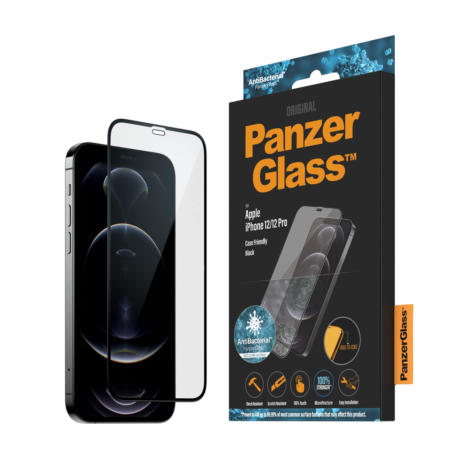 PanzerGlass Edge to Edge Protective Glass for iPhone 12 with 6.1 Inch CaseFriendly, Black