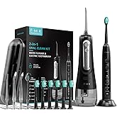 FUMEIKANG Water Flosser & Electric Toothbrush for Adults Oral Irrigator & Sonic Toothbrush 2-1 Oral Clean Kit (Black)